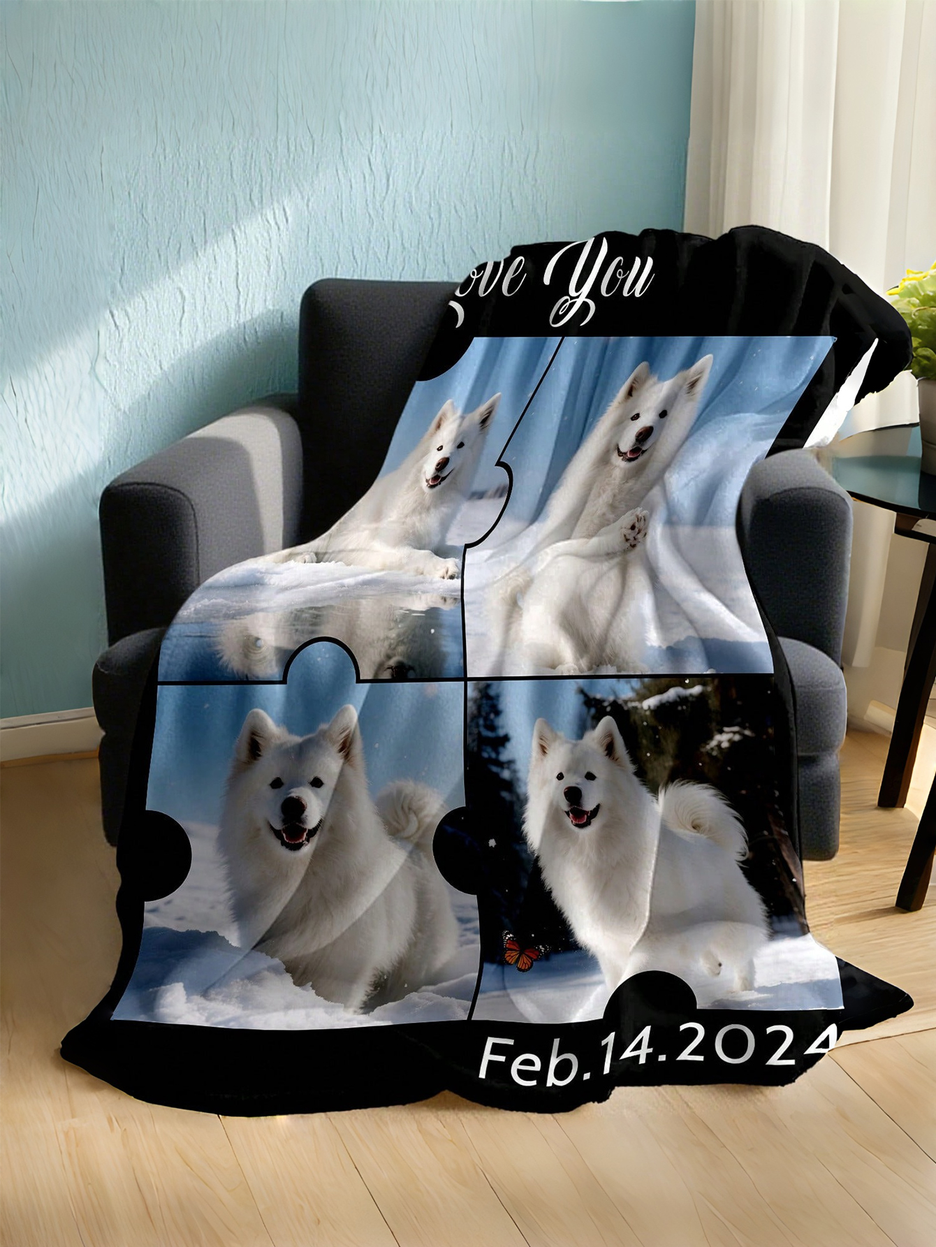 Custom Photo Flannel Blanket with Personalized Text Soft, Comfortable, and Warm Blanket The Perfect Valentine's Day Gift for Loved Ones